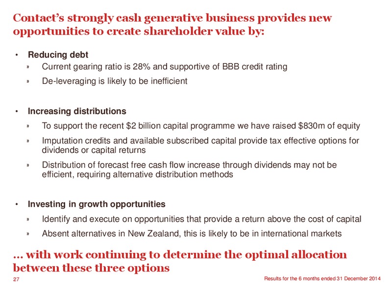 2015 Interim Results Presentation – Contact Energy – slide 26