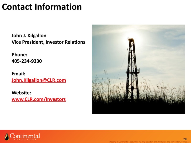 Investor Update – Continental Resources, Inc. – slide 27