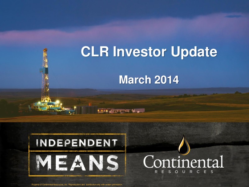 CLR Investor Update – Continental Resources, Inc. – slide 1