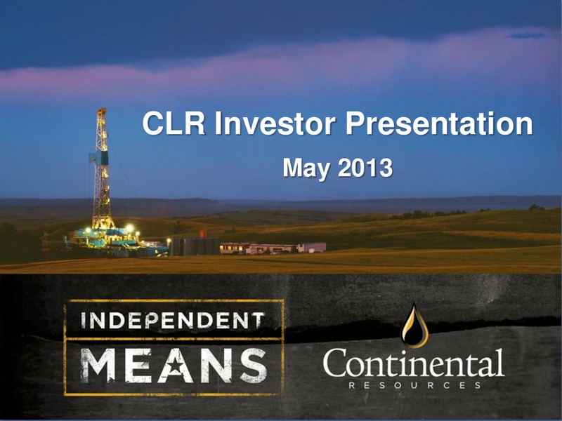 CLR Investor Presentation – Continental Resources, Inc. – slide 1