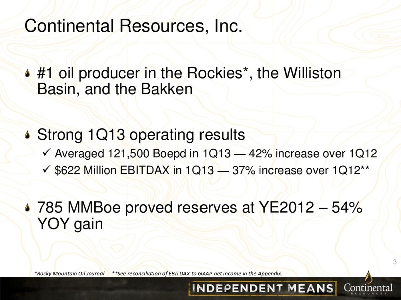 CLR Investor Presentation – Continental Resources, Inc. – slide 2