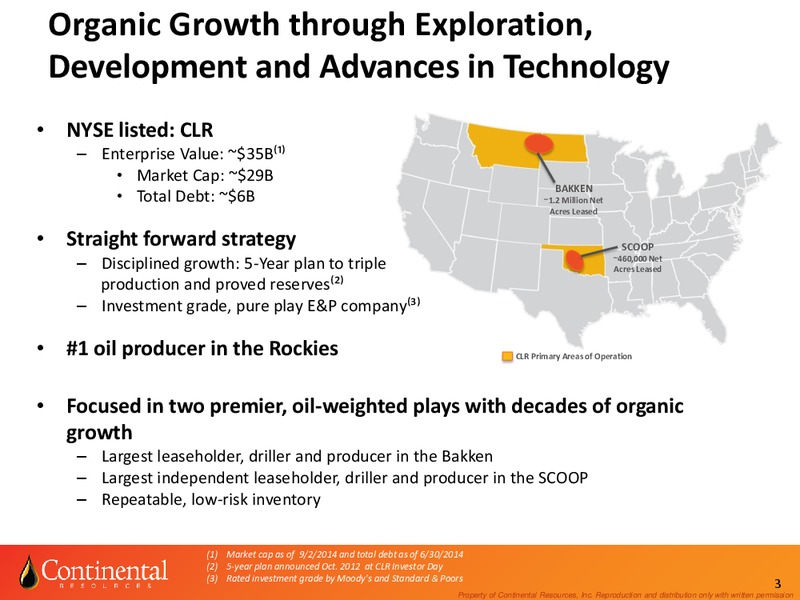 Investor Update – Continental Resources, Inc. – slide 2