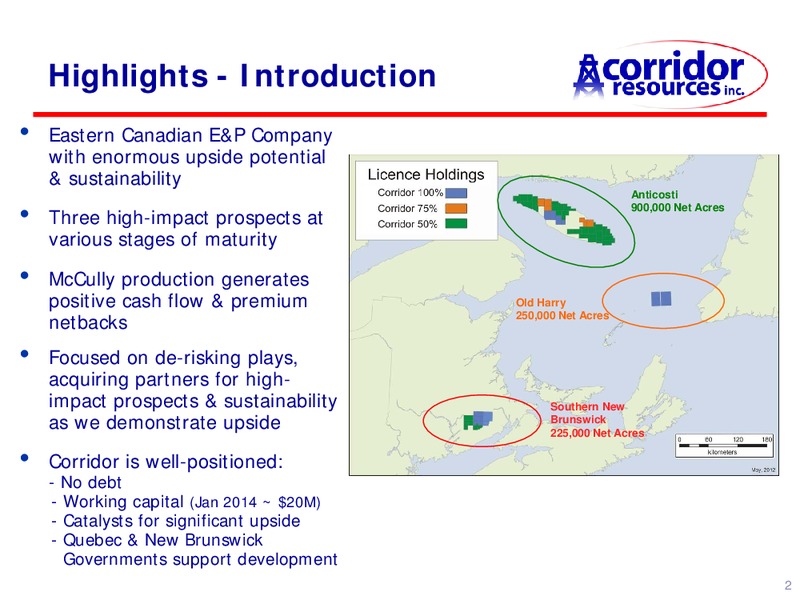 UPDATE – Corridor Resources Inc. – slide 2
