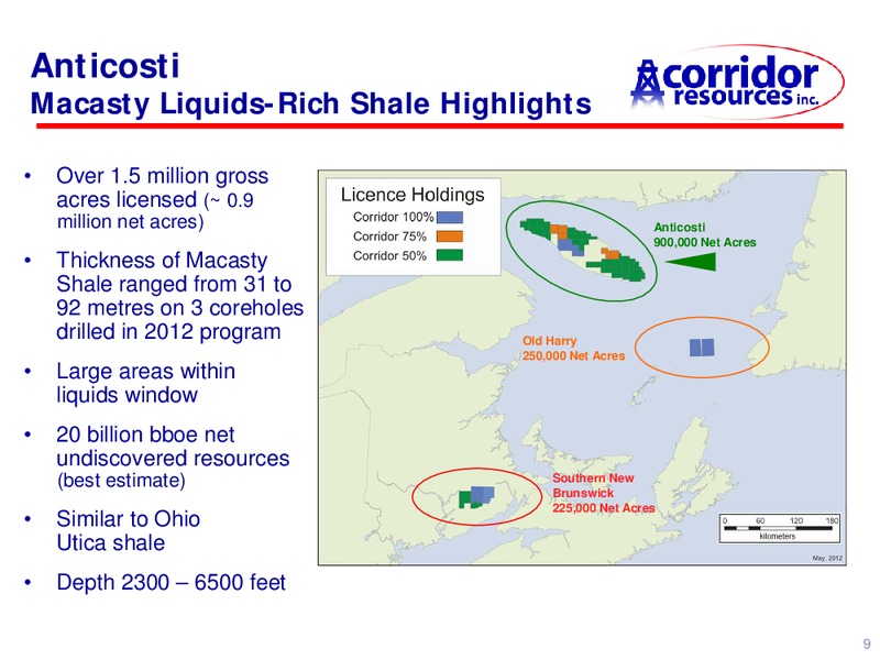 UPDATE – Corridor Resources Inc. – slide 9