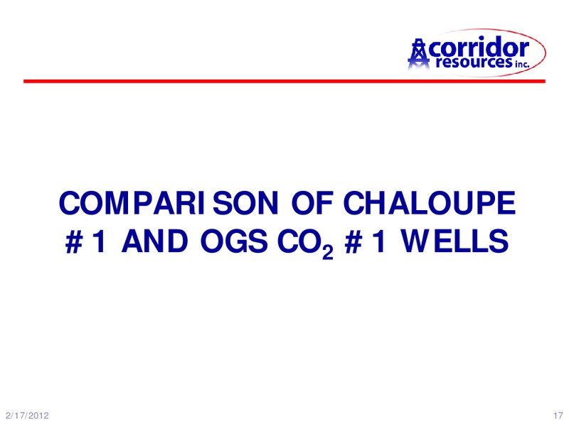 COMPARISON OF TWO UTICA SHALES – Corridor Resources Inc. – slide 17