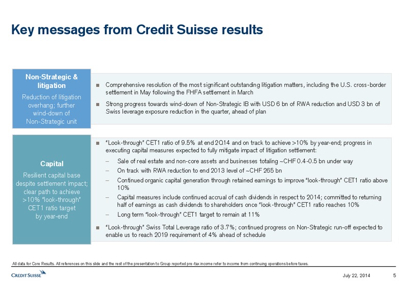 SECOND QUARTER 2014 RESULTS PRESENTATION – Credit Suisse – slide 4
