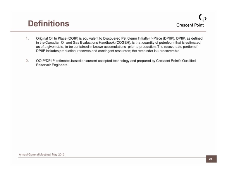 2012 ANNUAL GENERAL MEETING – Crescent Point Energy Corp. – slide 21