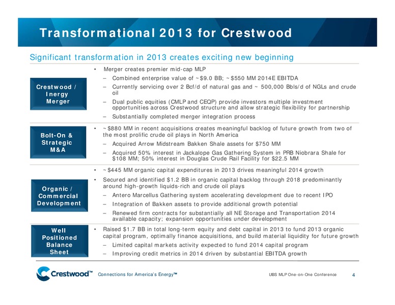 UBS Global Energy Presentation MLP One on OneTitle Conference Presentation – Crestwood Midstream Partners Lp – slide 3