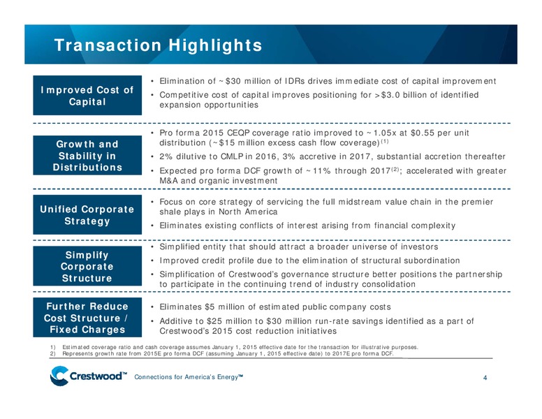 SIMPLIFICATION OVERVIEW AND Q1 2015 FINANCIAL AND OPERATING RESULTS – Crestwood Midstream Partners Lp – slide 3