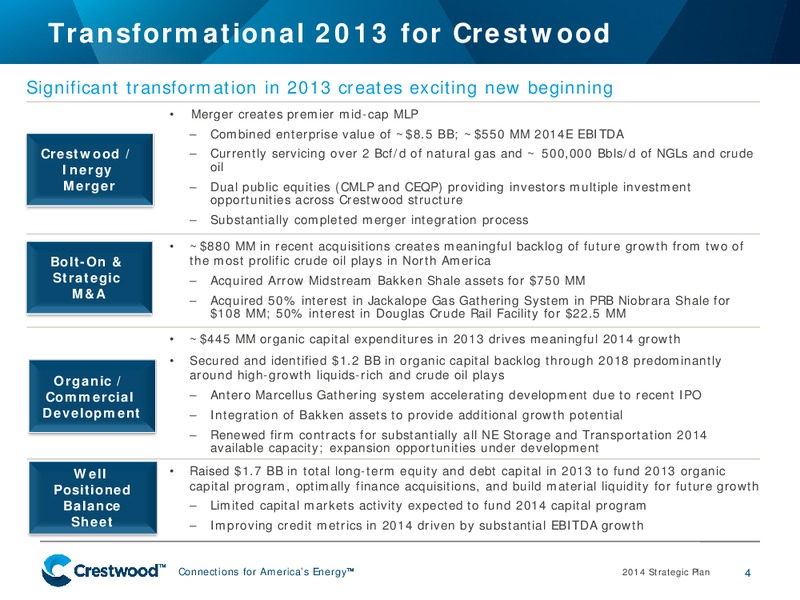 2014 STRATEGIC PLAN – Crestwood Midstream Partners Lp – slide 3