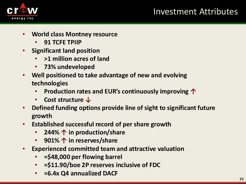 CORPORATE PRESENTATION – Crew Energy Inc. – slide 18