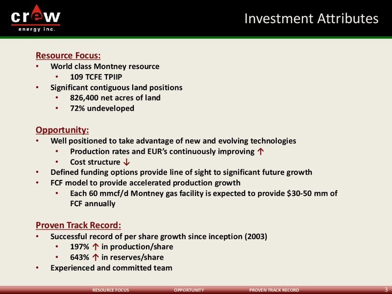 THE ENERCOM OIL & GAS CONFERENCE – Crew Energy Inc. – slide 2
