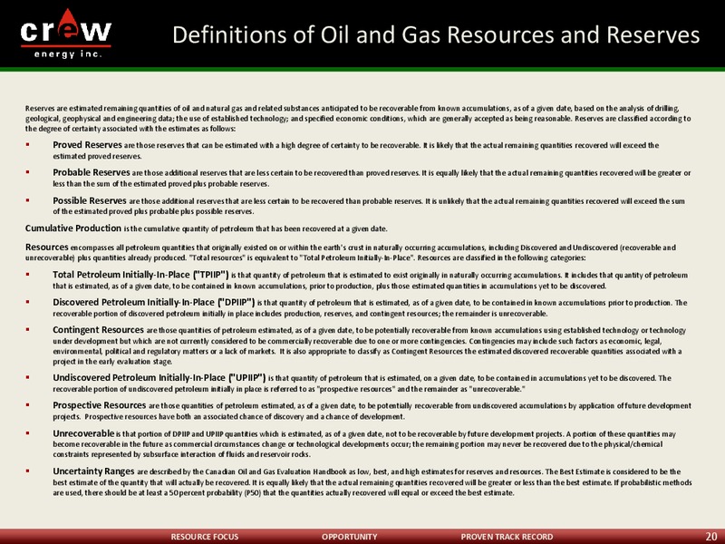 CORPORATE PRESENTATION – Crew Energy Inc. – slide 19