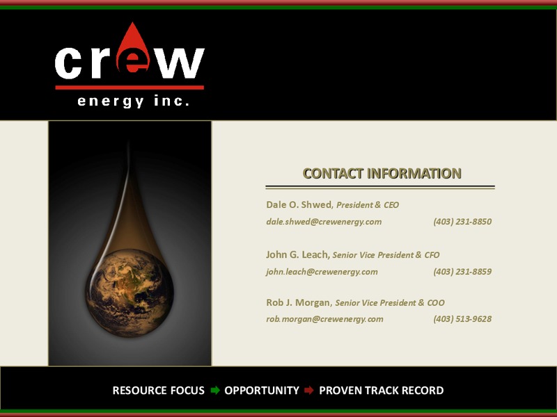 CORPORATE PRESENTATION – Crew Energy Inc. – slide 20