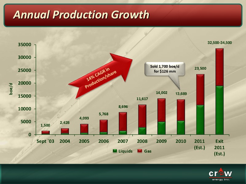 OCTOBER 2011 CORPORATE PRESENTATION – Crew Energy Inc. – slide 5