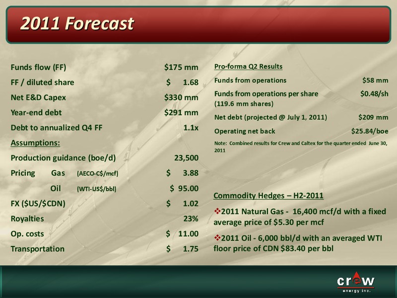OCTOBER 2011 CORPORATE PRESENTATION – Crew Energy Inc. – slide 15