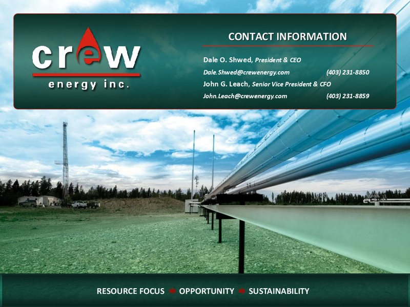 OCTOBER 2011 CORPORATE PRESENTATION – Crew Energy Inc. – slide 17