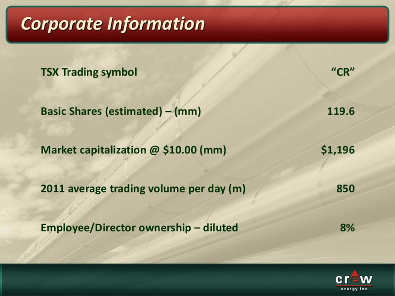 OCTOBER 2011 CORPORATE PRESENTATION – Crew Energy Inc. – slide 16