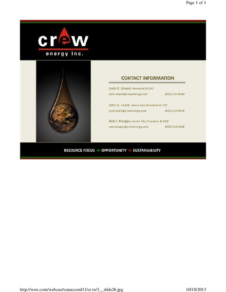 CANACCORD GENUITY GLOBAL RESOURCES CONFERENCE – Crew Energy Inc. – slide 26