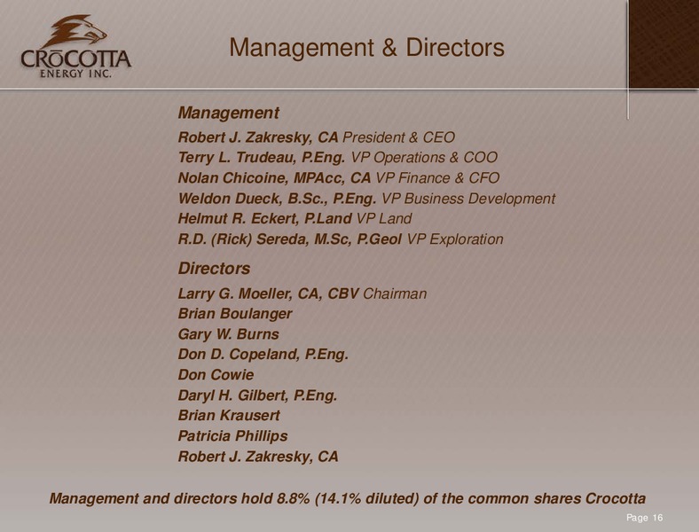 CORPORATE PRESENTATION – Crocotta Energy Inc. – slide 15