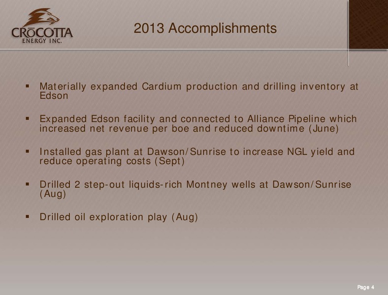 Corporate Presentation – Crocotta Energy Inc. – slide 3