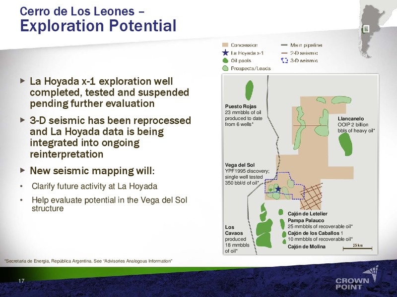 EXPLORATION AND PRODUCTION GROWTH IN ARGENTINA – Crown Point Energy Inc. – slide 15