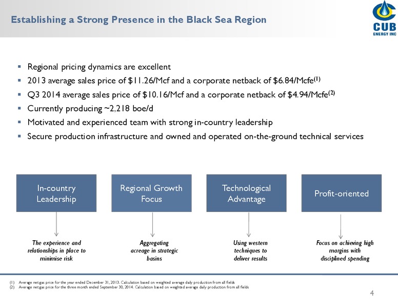 INVESTOR PRESENTATION – Cub Energy Inc. – slide 3