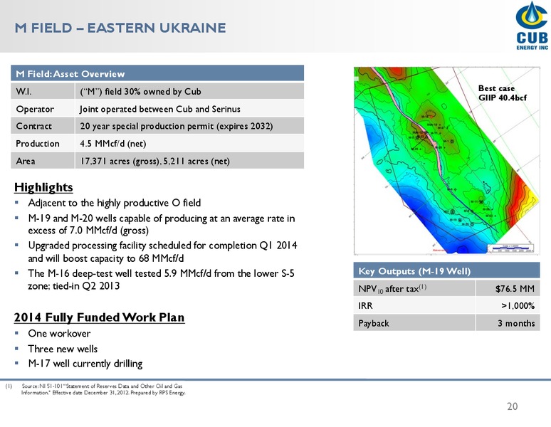 Investor Presentation – Cub Energy Inc. – slide 19
