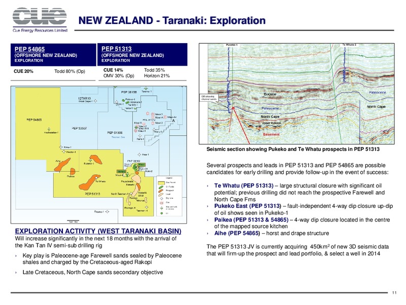INVESTOR PRESENTATION – Cue Energy Resources Limited – slide 12