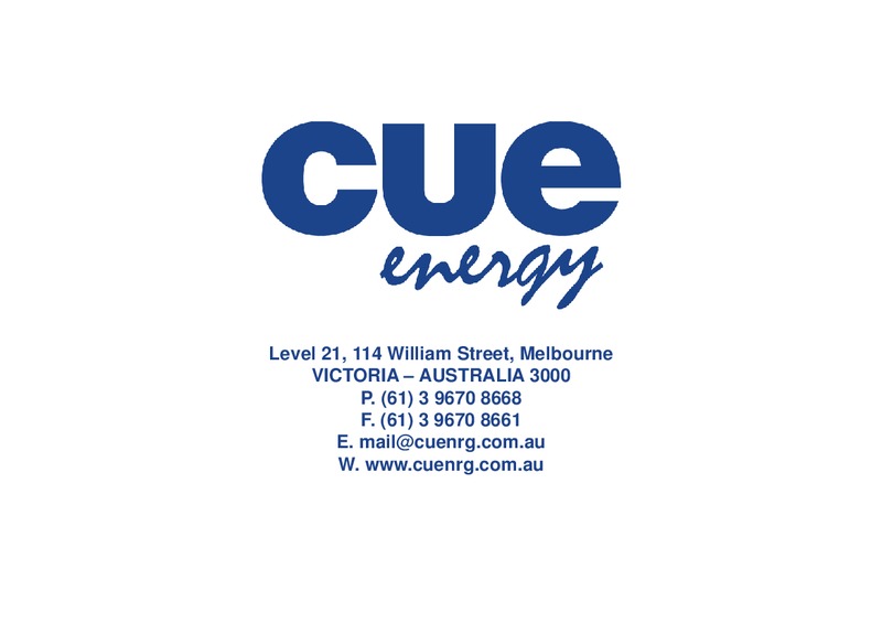 INVESTOR PRESENTATION – Cue Energy Resources Limited – slide 23