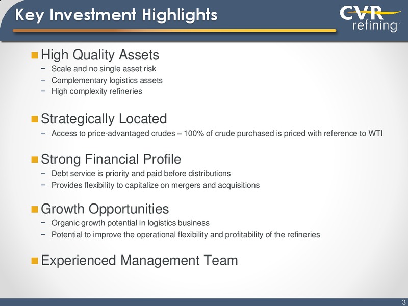 Investor Presentation – Cvr Refining Lp – slide 2