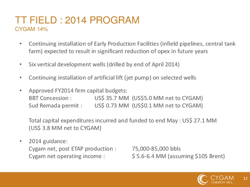 AGM Presentation – Cygam Energy Inc. – slide 12