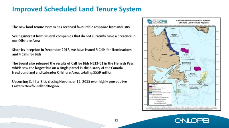 JUNE 2015 INVESTOR PRESENTATION – C-NLOPB – slide 22