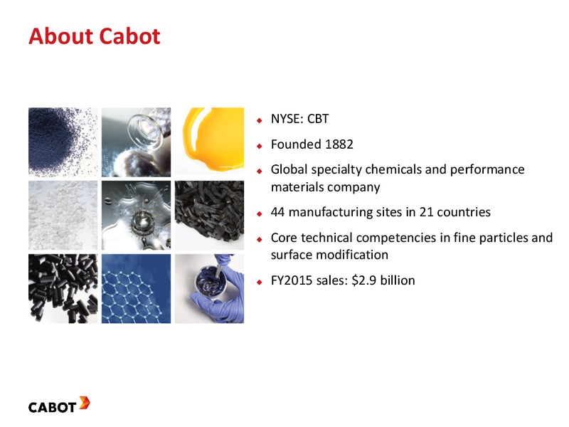 August 2016 Investor Presentation – Cabot Corp – slide 2