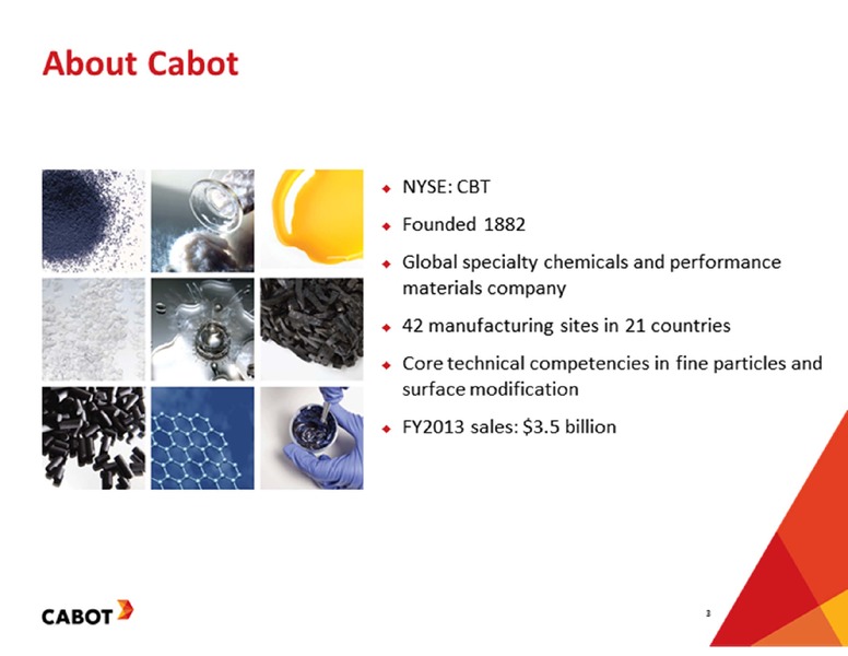 CREDIT SUISSE BASIC MATERIALS CONFERENCE – Cabot Corp – slide 3