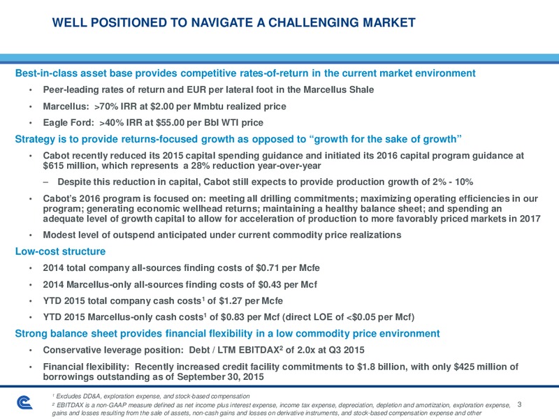 Bank of America Merrill Lynch 2015 Global Energy Conference – Cabot Oil & Gas Corp – slide 3