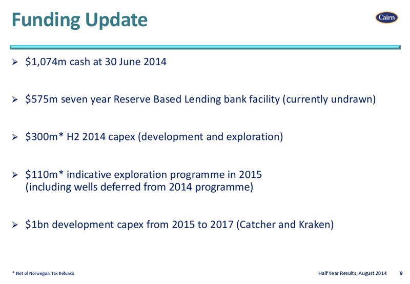 Half Year Results Presentation – Cairn Energy Plc – slide 8