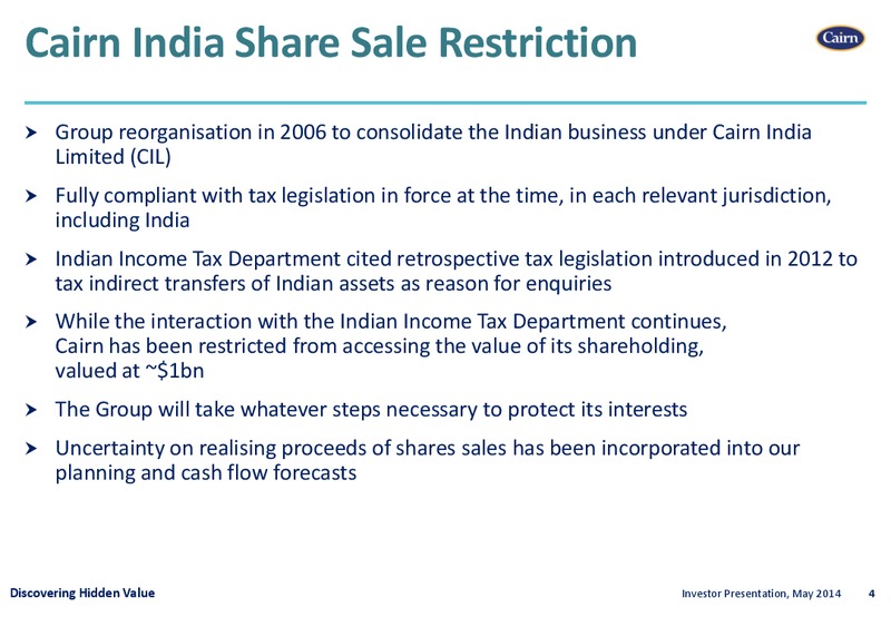 INVESTOR PRESENTATION – Cairn Energy Plc – slide 3