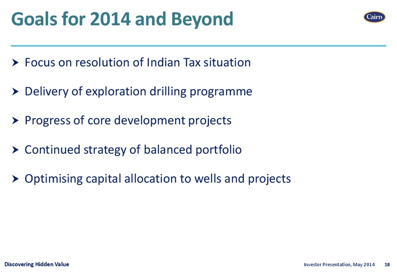 INVESTOR PRESENTATION – Cairn Energy Plc – slide 17