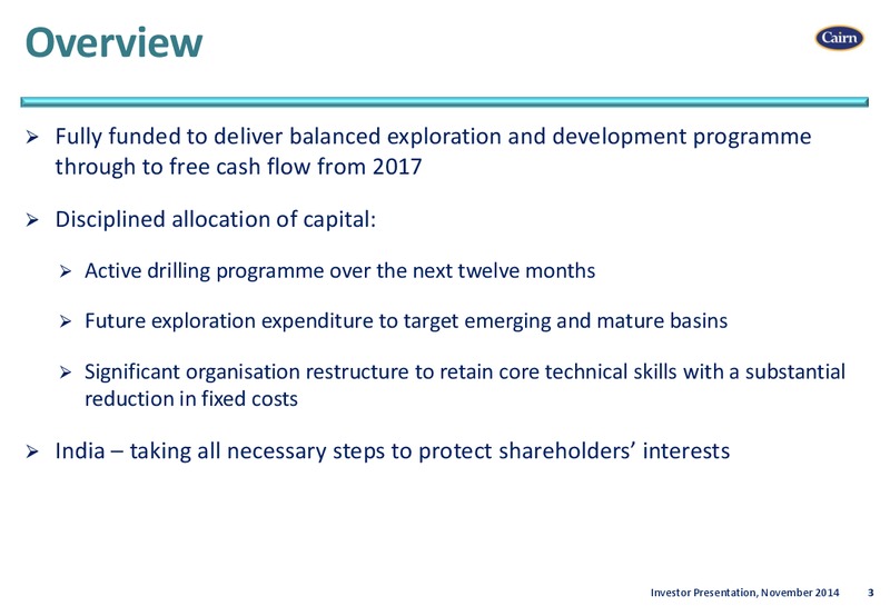 Investor Presentation – Cairn Energy Plc – slide 2