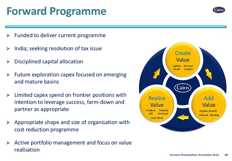 Investor Presentation – Cairn Energy Plc – slide 18