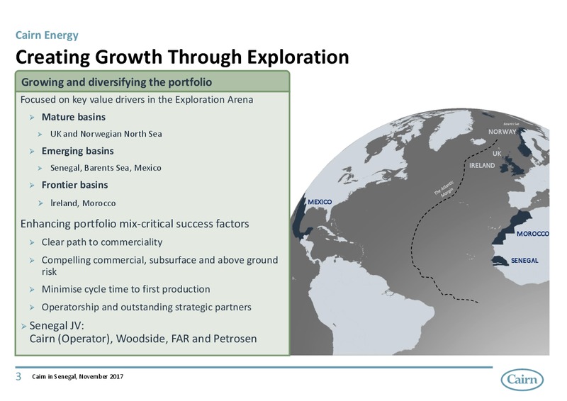 November 2017 Investor Presentation – Cairn Energy Plc – slide 3