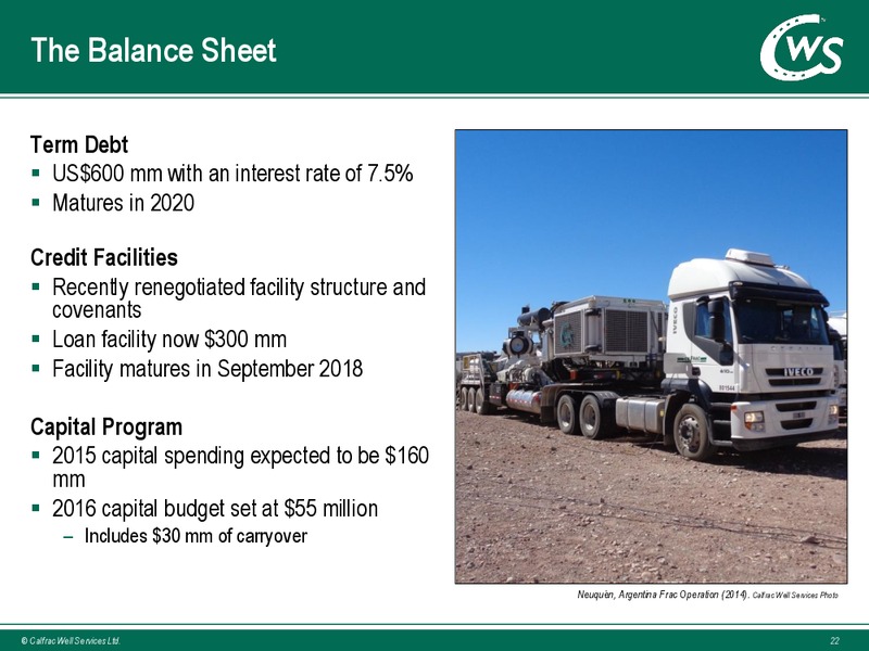 TD Securities London Energy Conference – Calfrac Well Services Ltd. – slide 21