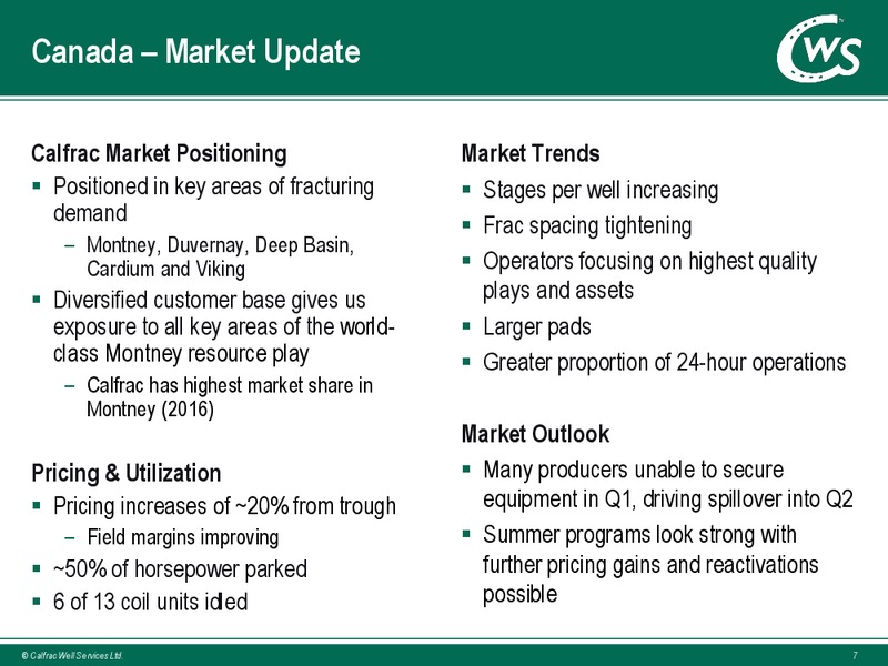 Q1 2017 Investor Presentation – Calfrac Well Services Ltd. – slide 6