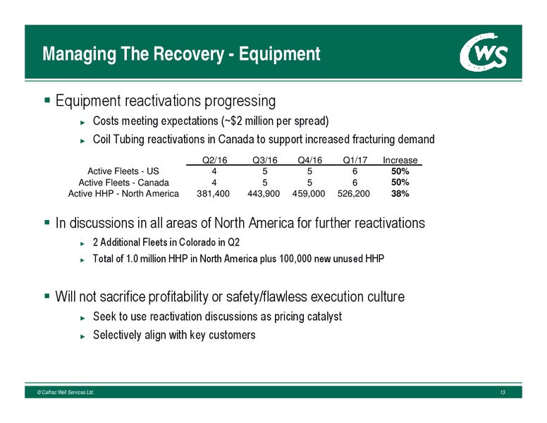 May 2017 Annual General Meeting – Calfrac Well Services Ltd. – slide 12