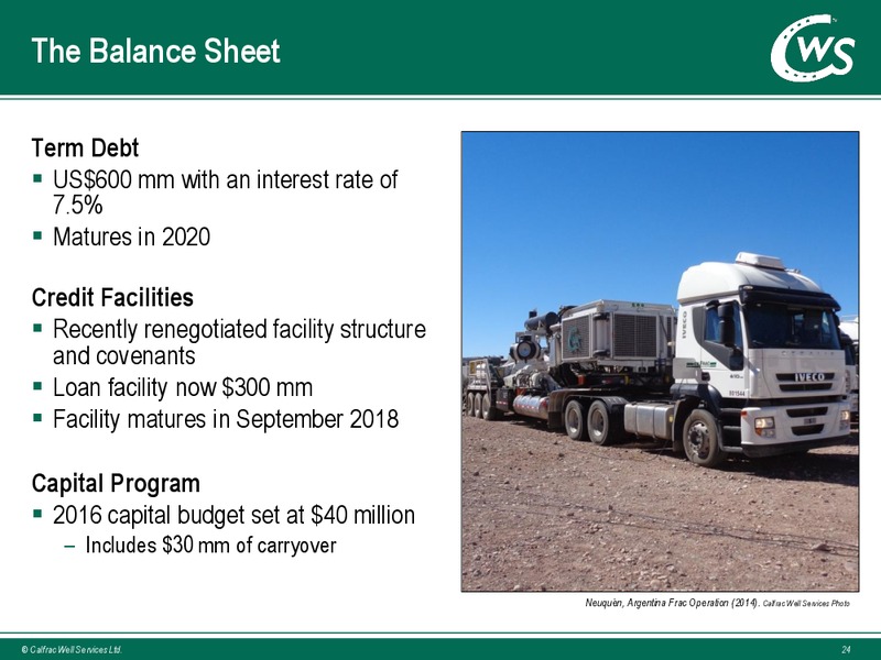 May 2016 Investor Presentation – Calfrac Well Services Ltd. – slide 22