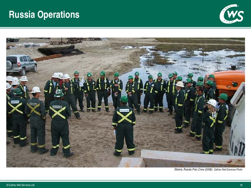 JUNE 2015 INVESTOR PRESENTATION – Calfrac Well Services Ltd. – slide 15