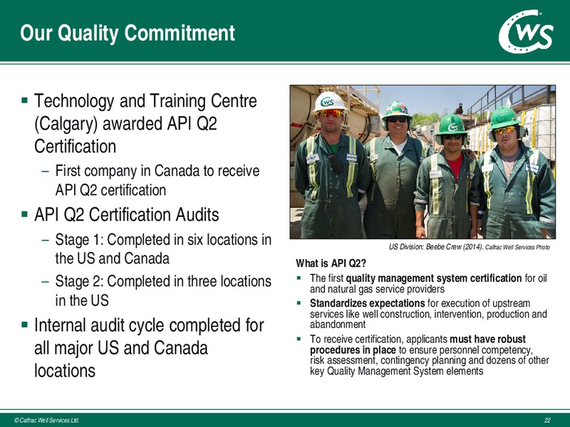 JUNE 2015 INVESTOR PRESENTATION – Calfrac Well Services Ltd. – slide 21