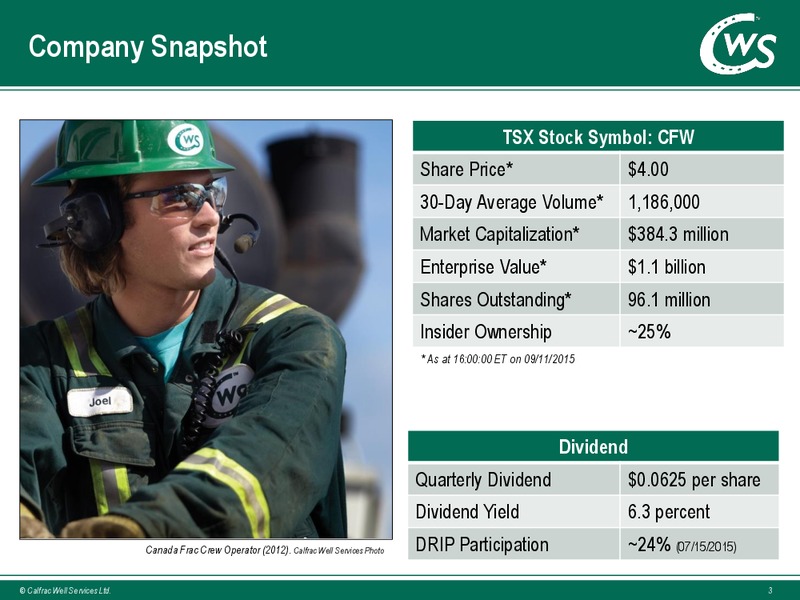 September 2015 Investor Presentation – Calfrac Well Services Ltd. – slide 2