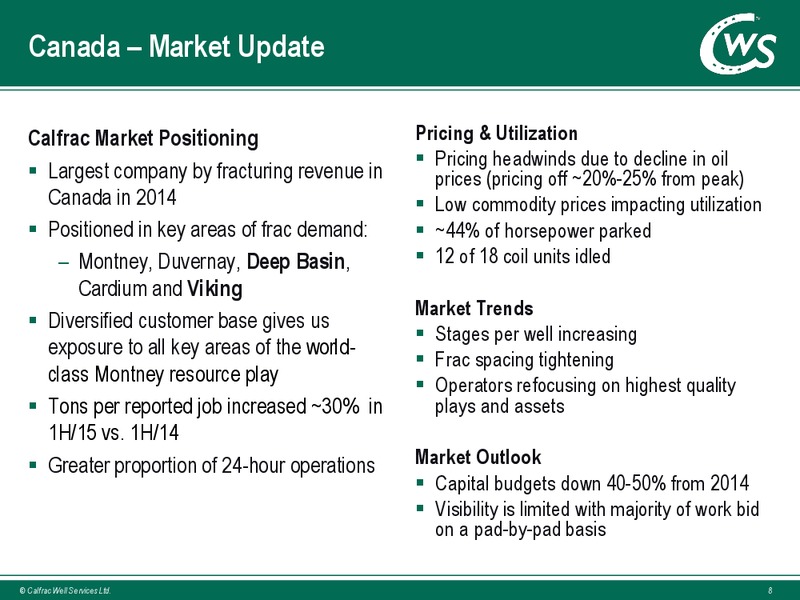 September 2015 Investor Presentation – Calfrac Well Services Ltd. – slide 7